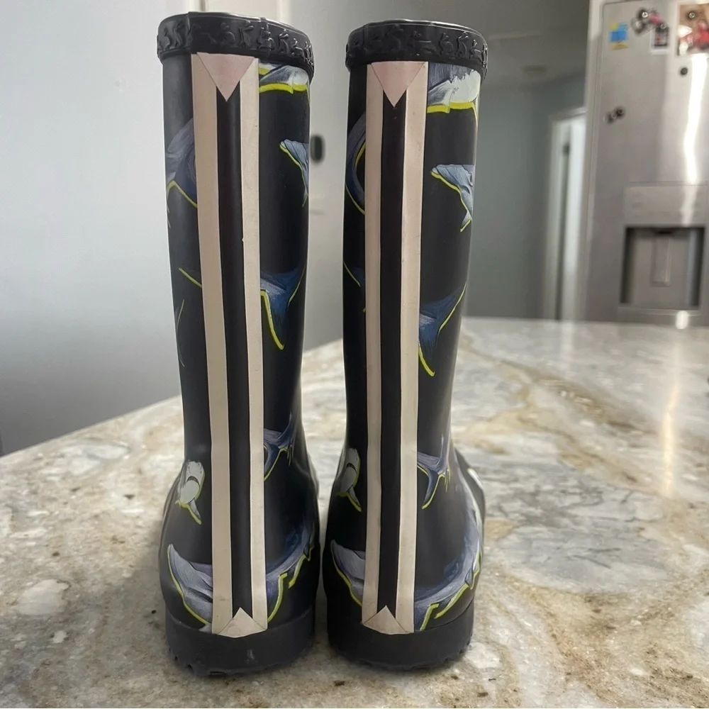 Joules Junior Roll Up Sharks Printed Rubber Rain  Waterproof Boots Kids US 13
